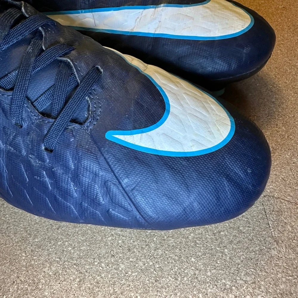 Nike Hypervenom Phelon III FG Mens 11.5 Navy Blue Soccer Cleats 852547-414 Firm